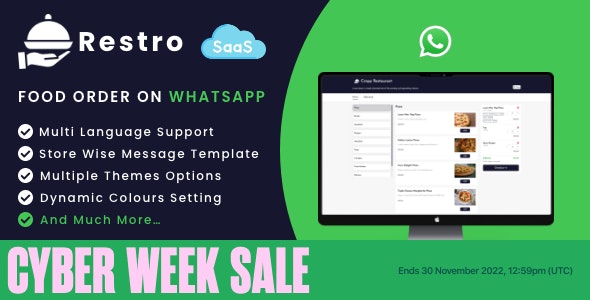 Restro SaaS v3.7 – Multi Restaurant Online WhatsApp Food Ordering System SaaS插图