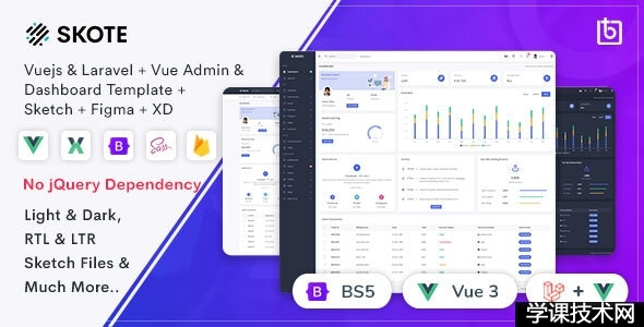 Skote v4.1.2 – Vuejs + Laravel Admin & Dashboard Template + Sketch插图