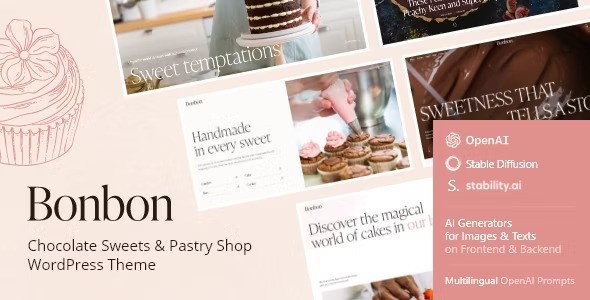 Bonbon v1.1 – 巧克力糖果糕点店 WordPress 主题 + AI插图