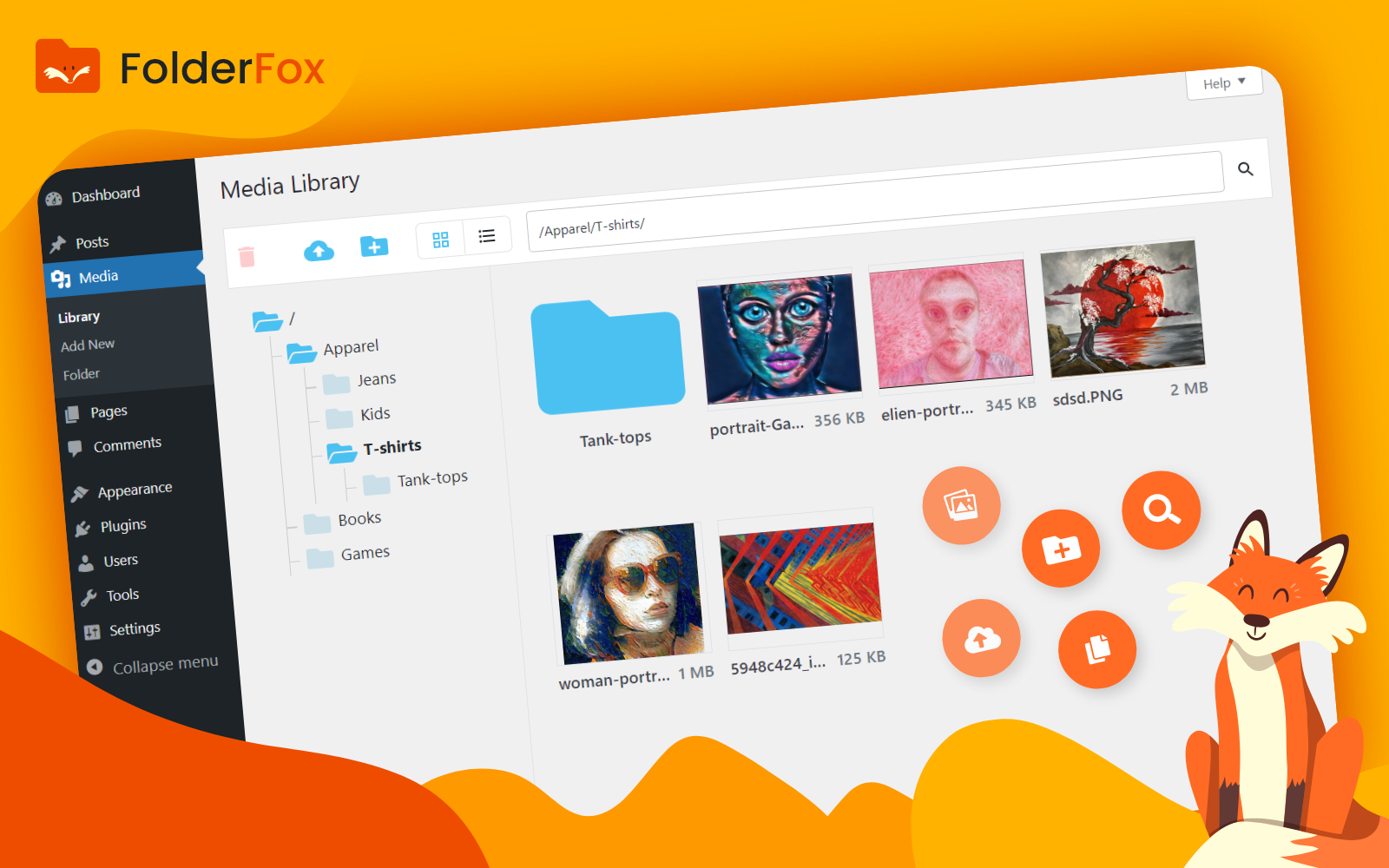 Folder Fox v0.1 – WordPress 媒体文件夹搜索插件插图