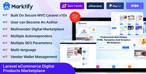 Marktify v4.0 – Laravel 电子商务数字产品多供应商市场插图