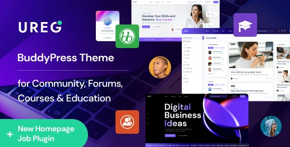 Ureg v1.1.0 – BuddyPress 和社区 WordPress 主题插图