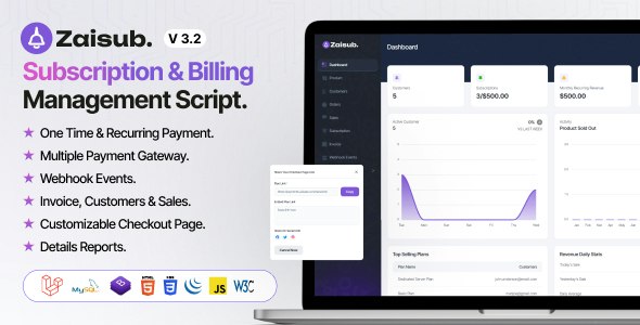 Zaisub v3.2  – Subscription & Billing Management Laravel Script插图