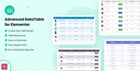 Datalentor v1.0.3 – Advanced DataTable for Elementor