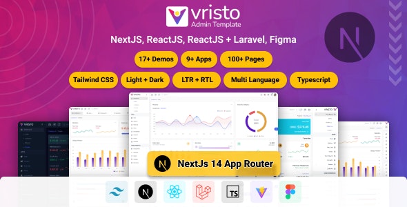 VRISTO V1.1.6 – 多用途 TAILWIND NEXTJS 应用程序路由器,REACTJS 管理模板
