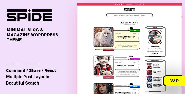 Spide v1.0.4 – WordPress个人博客和杂志主题插图