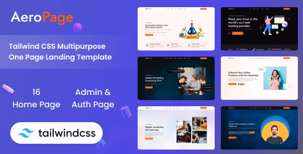 AeroPage v1.0 – Tailwind CSS Multipurpose Landing Template插图