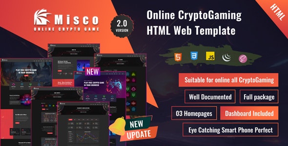 Miscoo v2.0 – 在线加密游戏 HTML 模板插图
