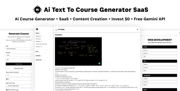 Ai Course Generator v5.0 – Text To Course SaaS Ai Video