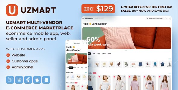UzMart Multi-Vendor E-commerce Marketplace v2024.4 – eCommerce Mobile App, Web, Seller and Admin Panel插图