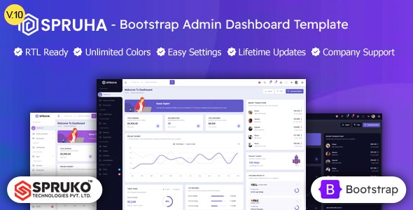 Spruha V10.0 – BOOTSTRAP HTML 管理仪表板模板插图