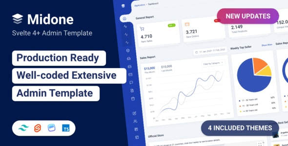 Midone V2024.02.28 – SVELTE 4 管理仪表板模板 + HTML 版本插图