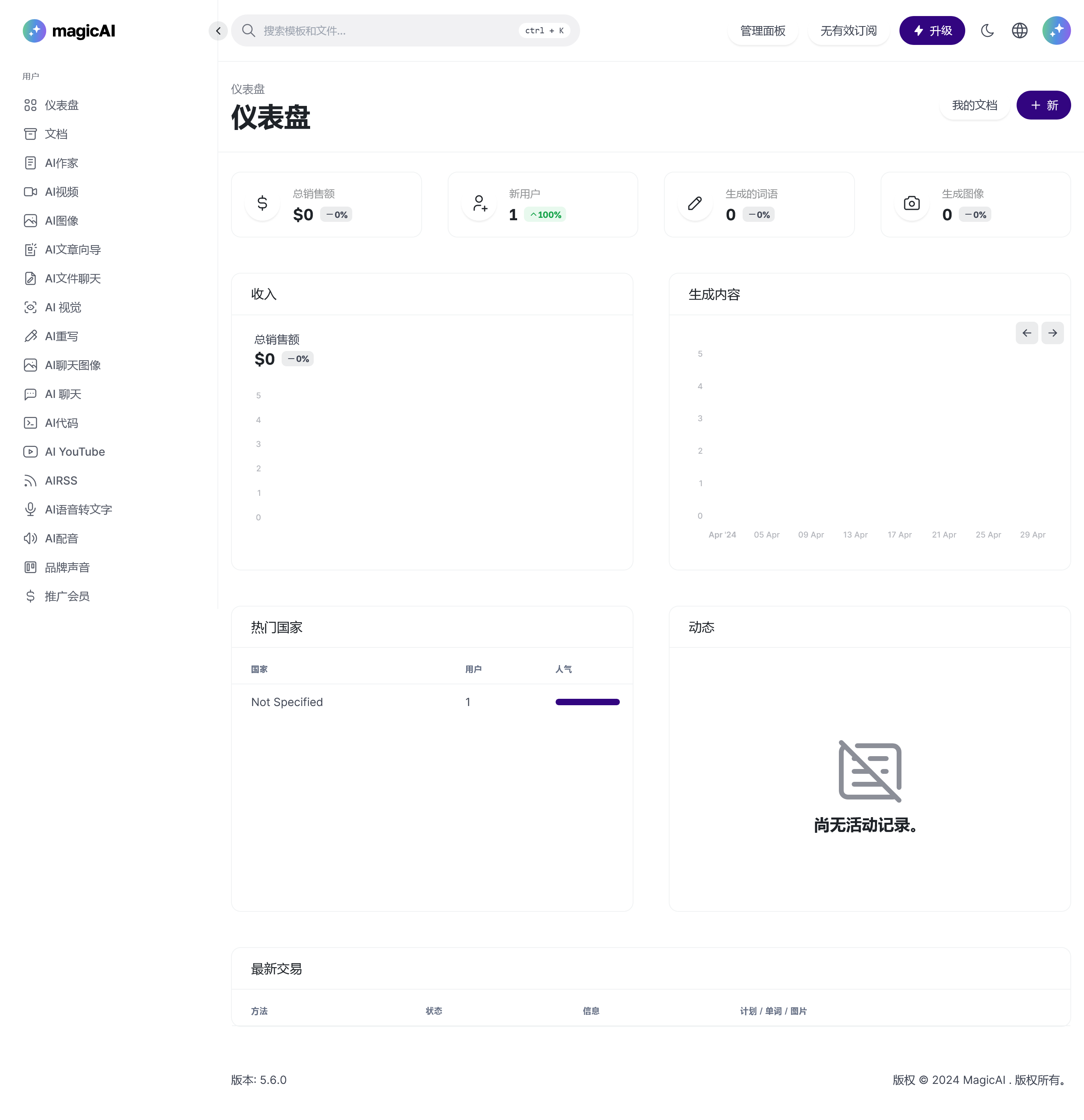 MagicAI v8.3（已汉化90%） – OpenAI Content, Text, Image, Chat, Code Generator as SaaS插图(1)