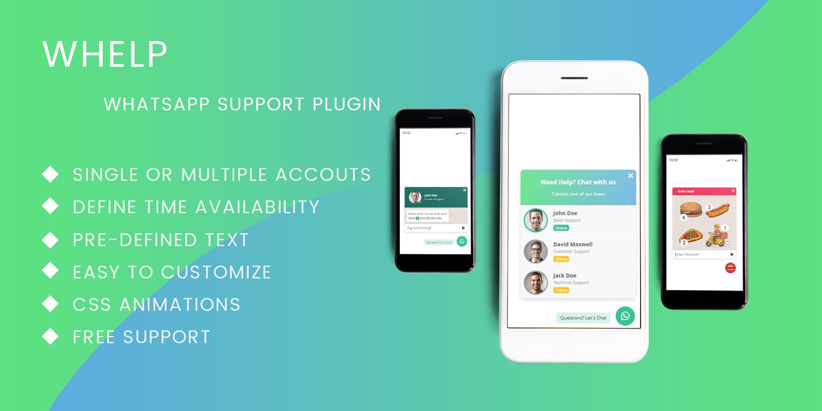 Whelp v1.0 – JQuery WhatsApp 帮助聊天插件插图
