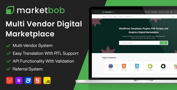 Marketbob v2.4 – Multi-Vendor Digital Marketplace插图