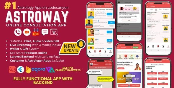 Astroway v2.1.3 – Astrology Consultation App with PHP Backend | Audio-Video Calls, Chat with Live Streaming插图