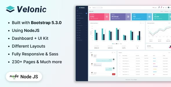 Velonic v1.0.0 – NodeJS 管理员和仪表板模板插图