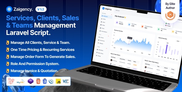 Zaigency v1.2  – Services, Clients, Sales & Teams Management Laravel Script插图