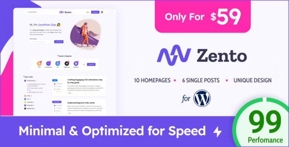 Zento v1.4.5 – 适用于 WordPress 的现代轻量级博客插图