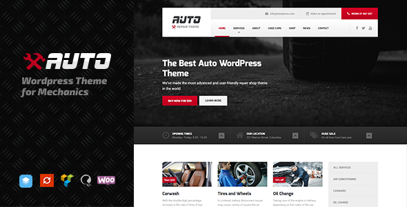 Auto v2.2.0 – 适用于机械师、汽车经销商和维修店的 WordPress 主题插图