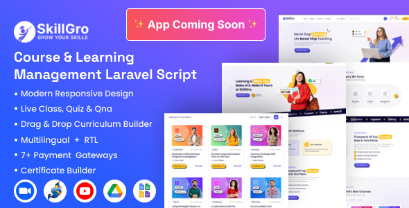 SkillGro v2.6.0(已汉化95%) – 课程和学习管理系统 Laravel 源码 (LMS)