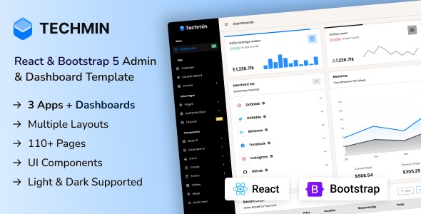 Techmin – React Bootstrap Admin & Dashboard Template v1.0插图