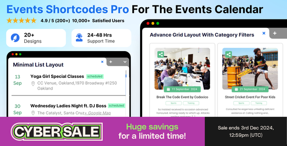 Events Shortcodes & Block Pro For The Events Calendar v3.3.2插图