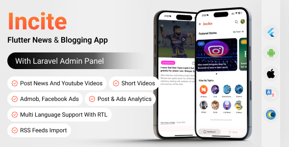 Incite News App v2.7.1 – Short News App Complete Solution插图