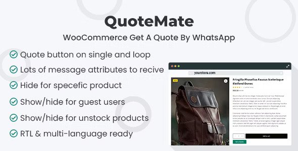 QuoteMate v1.0.1 – WooCommerce Get A Quote By WhatsApp插图