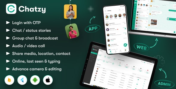 Chatzy v1.0.11 – Whatsap Clone Chat & Call App | User App | Web App | Admin App | Inapp Subscription插图