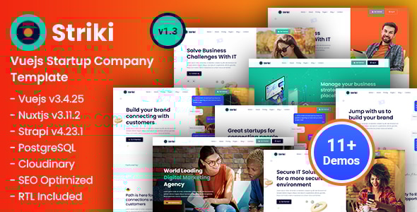Striki v1.3 – Vue Strapi 4+ IT 初创企业和 SEO 营销公司模板