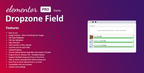 Dropzone Field For Elementor Form v1.0.0插图