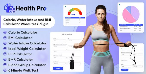 Health Pro v1.0.7 – 卡路里、饮水量和 BMI 计算器 WordPress 插件插图
