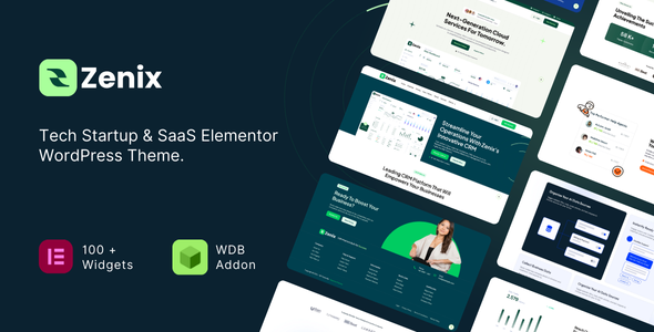 Zenix v5.0 – 科技初创企业和 SaaS Elementor WordPress 主题