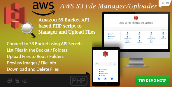 AWS S3 File Manager and Uploader v10 Oct 2019 – S3 Bucket API based PHP Script