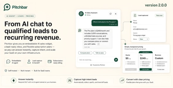 Pitchbar v2.0.0 – Self-hosted SaaS Sales AI Widget for Any Website