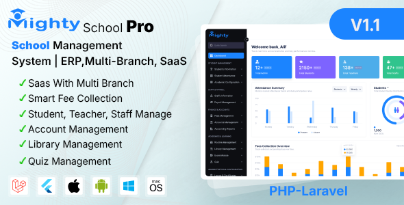 Mighty School Pro v2.4 – School Management System (ERP, Multi-Branch, SaaS All In One)